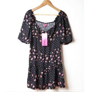 BETSEY JOHNSON Rosy Dots Floral Dress Flirty Feminine Size Medium NWT
